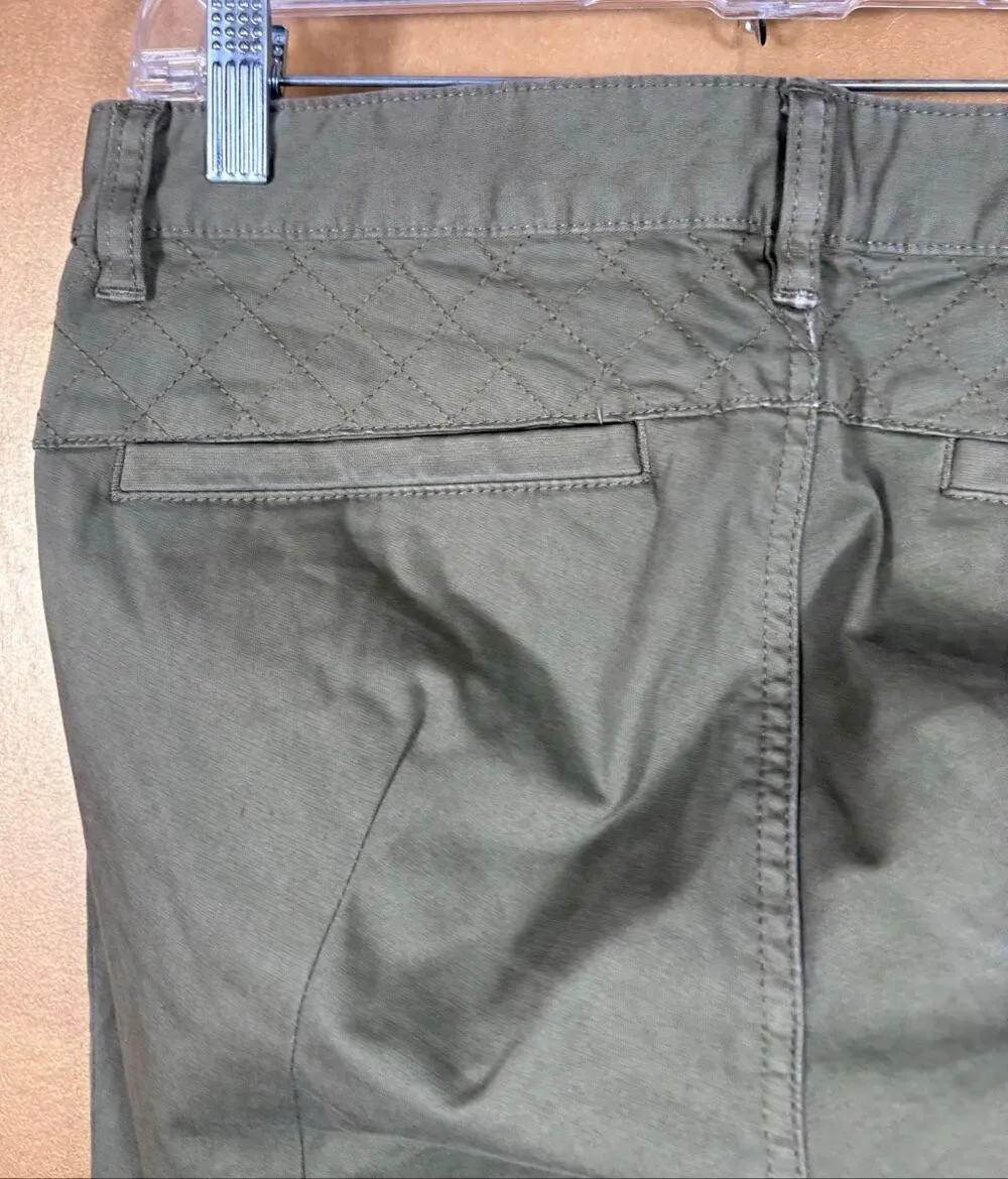 Tory Burch army green zippered ankle chino pants size 27
